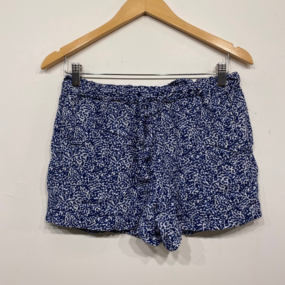 Madewell Bengali Blockprint Drawstring Drapey Pull-On Shorts Blue‎ White Small